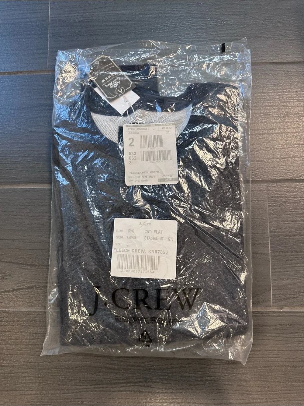 J. Crew Men’s Vintage Spring 2010 Crewneck Sueded Heather Dark Indigo Fleece